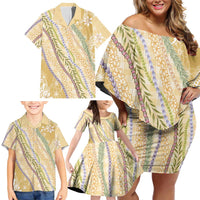 Yellow Palaka Hawaii Leis Family Matching Off Shoulder Short Dress and Hawaiian Shirt Hawaiian-plaid Elegant Tropical Vibes LT14 - Polynesian Pride