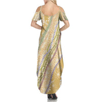 Yellow Palaka Hawaii Leis Family Matching Summer Maxi Dress and Hawaiian Shirt Hawaiian-plaid Elegant Tropical Vibes LT14 - Polynesian Pride