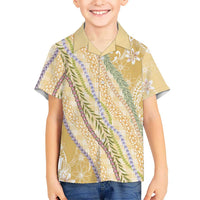 Yellow Palaka Hawaii Leis Family Matching Summer Maxi Dress and Hawaiian Shirt Hawaiian-plaid Elegant Tropical Vibes LT14 Son's Shirt Yellow - Polynesian Pride