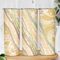 Yellow Palaka Hawaii Leis Skinny Tumbler Hawaiian-plaid Elegant Tropical Vibes LT14 - Polynesian Pride