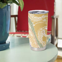 Yellow Palaka Hawaii Leis Tumbler Cup Hawaiian-plaid Elegant Tropical Vibes - Polynesian Pride