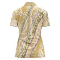 Yellow Palaka Hawaii Leis Women Polo Shirt Hawaiian-plaid Elegant Tropical Vibes LT14 - Polynesian Pride