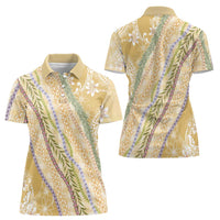 Yellow Palaka Hawaii Leis Women Polo Shirt Hawaiian-plaid Elegant Tropical Vibes LT14 - Polynesian Pride