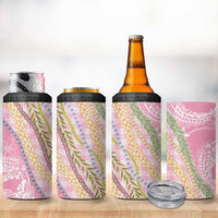 Pink Palaka Hawaii Leis 4 in 1 Can Cooler Tumbler Hawaiian-plaid Elegant Tropical Vibes LT14 - Polynesian Pride
