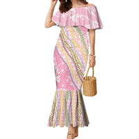 Pink Palaka Hawaii Leis Family Matching Mermaid Dress and Hawaiian Shirt Hawaiian-plaid Elegant Tropical Vibes LT14 Mom's Dress Pink - Polynesian Pride