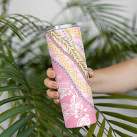 Pink Palaka Hawaii Leis Skinny Tumbler Hawaiian-plaid Elegant Tropical Vibes LT14 - Polynesian Pride
