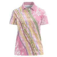 Pink Palaka Hawaii Leis Women Polo Shirt Hawaiian-plaid Elegant Tropical Vibes LT14 Female Pink - Polynesian Pride