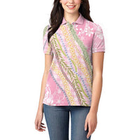 Pink Palaka Hawaii Leis Women Polo Shirt Hawaiian-plaid Elegant Tropical Vibes LT14 - Polynesian Pride