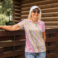 Pink Palaka Hawaii Leis Women Polo Shirt Hawaiian-plaid Elegant Tropical Vibes LT14 - Polynesian Pride