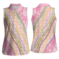Pink Palaka Hawaii Leis Women Sleeveless Polo Shirt Hawaiian-plaid Elegant Tropical Vibes LT14 - Polynesian Pride