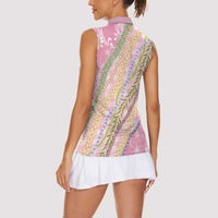 Pink Palaka Hawaii Leis Women Sleeveless Polo Shirt Hawaiian-plaid Elegant Tropical Vibes LT14 - Polynesian Pride