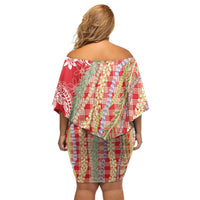 Red Palaka Hawaii Leis Family Matching Off Shoulder Short Dress and Hawaiian Shirt Hawaiian-plaid Elegant Tropical Vibes LT14 - Polynesian Pride