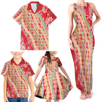 Red Palaka Hawaii Leis Family Matching Tank Maxi Dress and Hawaiian Shirt Hawaiian-plaid Elegant Tropical Vibes LT14 - Polynesian Pride