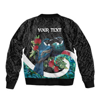 Personalised Valentine's Day New Zealand Bomber Jacket Tui Bird Couple Kowhaiwhai Mix Pohutukawa LT14 - Polynesian Pride