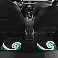 Personalised Valentine's Day New Zealand Car Mats Tui Bird Couple Kowhaiwhai Mix Pohutukawa LT14 Set 2pcs - Back Black - Polynesian Pride