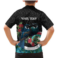 Personalised Valentine's Day New Zealand Family Matching Mermaid Dress and Hawaiian Shirt Tui Bird Couple Kowhaiwhai Mix Pohutukawa LT14 - Polynesian Pride