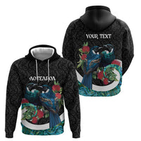 Personalised Valentine's Day New Zealand Hoodie Tui Bird Couple Kowhaiwhai Mix Pohutukawa LT14 - Polynesian Pride