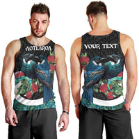 Personalised Valentine's Day New Zealand Men Tank Top Tui Bird Couple Kowhaiwhai Mix Pohutukawa LT14 - Polynesian Pride