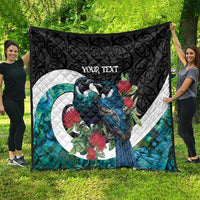 Personalised Valentine's Day New Zealand Quilt Tui Bird Couple Kowhaiwhai Mix Pohutukawa LT14 - Polynesian Pride