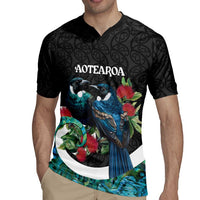 Personalised Valentine's Day New Zealand Rugby Jersey Tui Bird Couple Kowhaiwhai Mix Pohutukawa LT14 - Polynesian Pride