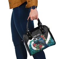 Personalised Valentine's Day New Zealand Shoulder Handbag Tui Bird Couple Kowhaiwhai Mix Pohutukawa LT14 - Polynesian Pride