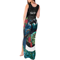 Personalised Valentine's Day New Zealand Tank Maxi Dress Tui Bird Couple Kowhaiwhai Mix Pohutukawa LT14 - Polynesian Pride