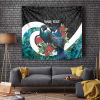 Personalised Valentine's Day New Zealand Tapestry Tui Bird Couple Kowhaiwhai Mix Pohutukawa LT14 Black - Polynesian Pride