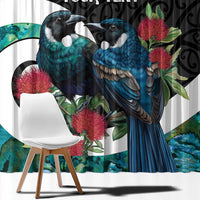 Personalised Valentine's Day New Zealand Window Curtain Tui Bird Couple Kowhaiwhai Mix Pohutukawa LT14 - Polynesian Pride