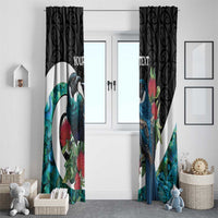 Personalised Valentine's Day New Zealand Window Curtain Tui Bird Couple Kowhaiwhai Mix Pohutukawa LT14 - Polynesian Pride