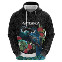 Personalised Valentine's Day New Zealand Zip Hoodie Tui Bird Couple Kowhaiwhai Mix Pohutukawa LT14 - Polynesian Pride