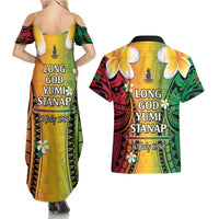Vanuatu Independence Day Couples Matching Summer Maxi Dress and Hawaiian Shirt Long God Yumi Stanap Happy 45th Anniversary LT14 - Polynesian Pride