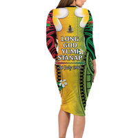 Vanuatu Independence Day Family Matching Long Sleeve Bodycon Dress and Hawaiian Shirt Long God Yumi Stanap Happy 45th Anniversary LT14 - Polynesian Pride