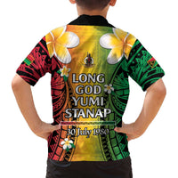 Vanuatu Independence Day Family Matching Off The Shoulder Long Sleeve Dress and Hawaiian Shirt Long God Yumi Stanap Happy 45th Anniversary LT14 - Polynesian Pride