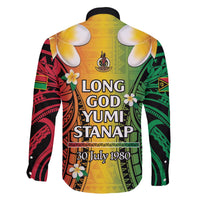 Vanuatu Independence Day Family Matching Off The Shoulder Long Sleeve Dress and Hawaiian Shirt Long God Yumi Stanap Happy 45th Anniversary LT14 - Polynesian Pride