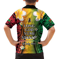 Vanuatu Independence Day Family Matching Off Shoulder Maxi Dress and Hawaiian Shirt Long God Yumi Stanap Happy 45th Anniversary LT14