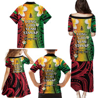 Vanuatu Independence Day Family Matching Puletasi and Hawaiian Shirt Long God Yumi Stanap Happy 45th Anniversary LT14 - Polynesian Pride