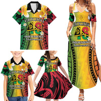 Vanuatu Independence Day Family Matching Summer Maxi Dress and Hawaiian Shirt Long God Yumi Stanap Happy 45th Anniversary LT14 - Polynesian Pride