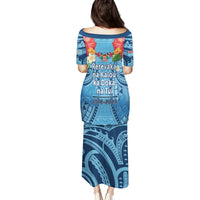 Fiji Day Family Matching Puletasi and Hawaiian Shirt Happy 54 Years Of Independence Tapa Pattern Blue LT14 - Polynesian Pride
