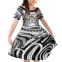 Fiji Day Family Matching Mermaid Dress and Hawaiian Shirt Happy 54 Years Of Independence Tapa Pattern White LT14 Daughter's Dress White - Polynesian Pride