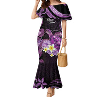 Personalised Aloha Hawaii Kauai Island Mermaid Dress Garden Isle Map Sea Turtle Plumeria LT14 Women Purple - Polynesian Pride