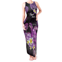 Personalised Aloha Hawaii Kauai Island Tank Maxi Dress Garden Isle Map Sea Turtle Plumeria LT14 Women Purple - Polynesian Pride