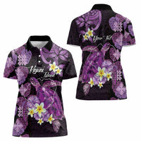 Personalised Aloha Hawaii Kauai Island Women Polo Shirt Garden Isle Map Sea Turtle Plumeria LT14 - Polynesian Pride