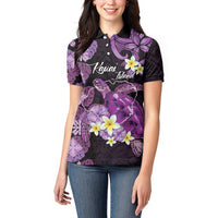 Personalised Aloha Hawaii Kauai Island Women Polo Shirt Garden Isle Map Sea Turtle Plumeria LT14 - Polynesian Pride