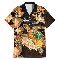 Personalised Aloha Hawaii Lanai Island Family Matching Mermaid Dress and Hawaiian Shirt Pineapple Isle Map Sea Turtle Plumeria LT14 Dad's Shirt - Short Sleeve Orange - Polynesian Pride