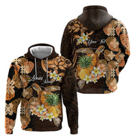 Personalised Aloha Hawaii Lanai Island Hoodie Pineapple Isle Map Sea Turtle Plumeria