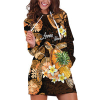 Personalised Aloha Hawaii Lanai Island Hoodie Dress Pineapple Isle Map Sea Turtle Plumeria LT14 Orange - Polynesian Pride
