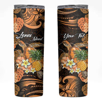 Personalised Aloha Hawaii Lanai Island Skinny Tumbler Pineapple Isle Map Sea Turtle Plumeria LT14 Orange - Polynesian Pride