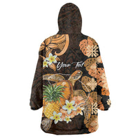 Personalised Aloha Hawaii Lanai Island Wearable Blanket Hoodie Pineapple Isle Map Sea Turtle Plumeria LT14 - Polynesian Pride