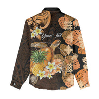 Personalised Aloha Hawaii Lanai Island Women Casual Shirt Pineapple Isle Map Sea Turtle Plumeria LT14 - Polynesian Pride
