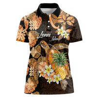 Personalised Aloha Hawaii Lanai Island Women Polo Shirt Pineapple Isle Map Sea Turtle Plumeria LT14 Female Orange - Polynesian Pride
